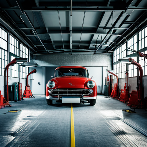 Car in a workshop for an MOT